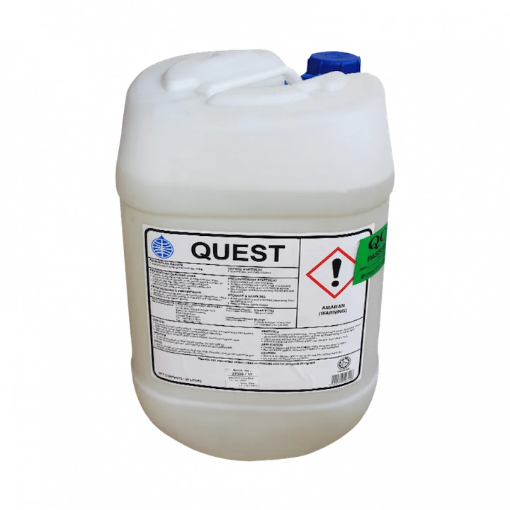 Can hóa chất rửa chén QUEST 25 lít dùng cho máy rửa chén công nghiệp