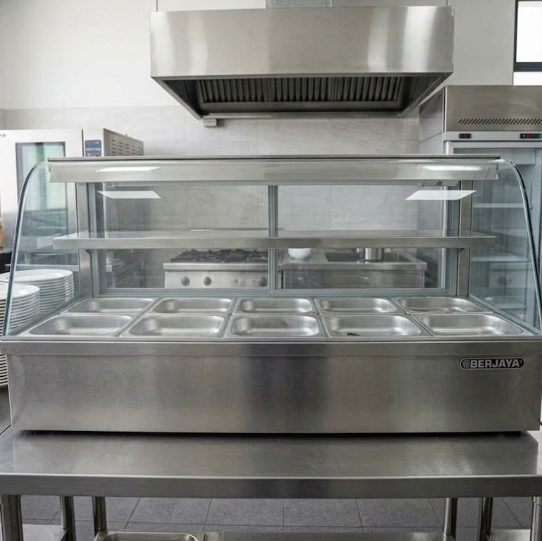Tủ giữ nóng thực phẩm 10 khay Berjaya HFD25-100 trưng bày món ăn nóng